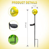 Solar Lights Outdoor Decorative Solar Outdoor Decorative Glass Ball Stakes Waterproof Garden Stake Glass LED Garden Globe Lights for Pathway Yard Lawn Decoration Yellow