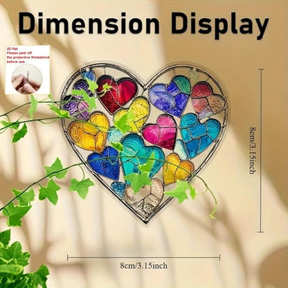 Rainbow Heart Acrylic Sun Catcher Colorful Window Hanging Decoration Gift for Valentine Spring Garden