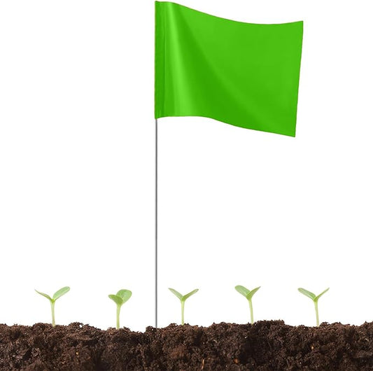 50Pack Green Marking Flags, JIZHGRAD 15x4x5 Inch Marker Flags Use for Yard & Lawn, Boundary & Dog Training, Survey & Landscape, Sprinkler & Surveyor, Garden & Construction, High Visibility, Sturdy, Versatile, UV & Weather Resistant