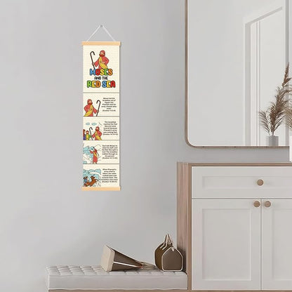 Moses and the Red Sea Banner, Church Banner, Christian Rustic Hanging Door Flag, Farmhouse Decorations Outdoor Indoor, Church Activity Decor, Bible Lesson, Scripture and Words Decorations