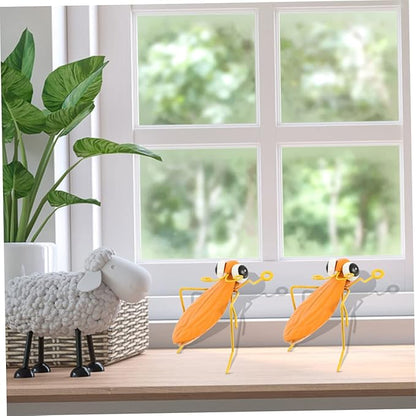 MAGICLULU 2pcs Decorative Iron Figurines for Garden Lawn and Patio Adorable Outdoor Ornaments for Themed Parties and Bonsai Landscaping Yellow
