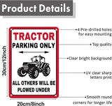Vintage Metal Tin Sign Tractor Parking Only Sign for Home Barn Farm Funny Farm Signs for Outdoor & Indoor Use, 8x12