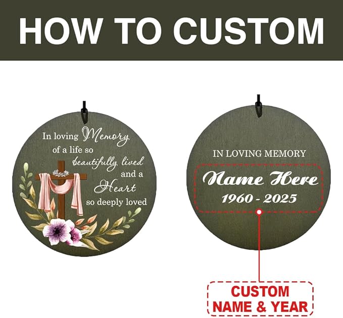 Personalized Sympathy Wind Chimes, 30-inch Cross Wind Chime Customized Memory Words for Loss of a Loved Person, Sympathy Bereavement Gifts, Decorative Wind Chimes Outdoor, Product in USA