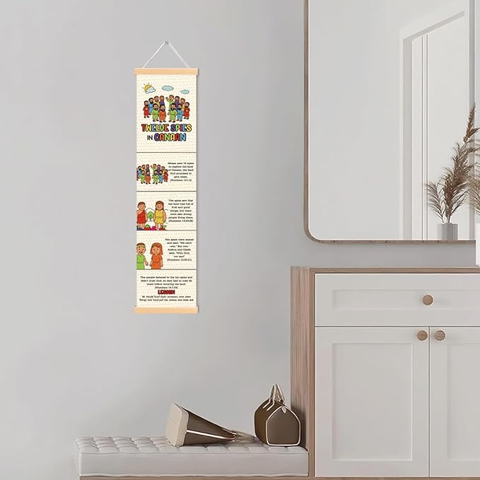 Twelve spies in Canaan Banner, Church Banner, Christian Rustic Hanging Door Flag, Farmhouse Decorations Outdoor Indoor, Church Activity Decor, Bible Lesson, Scripture and Words Decorations