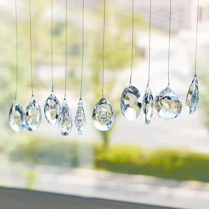 KANPURA Pack of 10 Clear Crystal Suncatcher Chandelier Lamp Lighting Drops Pendants,Hanging Glass Ball Prisms Window Home Christmas Tree Decor