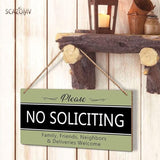 SCAZOMV Please No Soliciting Family Friends Neighbors Deliveries Welcome Thank You Funny Rustic Wood Front Door Sign Vintage Wall Art Hanging Plaque Porch Yard Home Farmhouse Decor 10''x 5''
