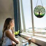 Mom Grandma Gift, Tree of Life Suncatcher, Stained Glass Window Hanging, Sun Catchers Indoor Window, Handmade Suncatchers for Windows Hanging, Spring Home Garden Decor Glass Panel