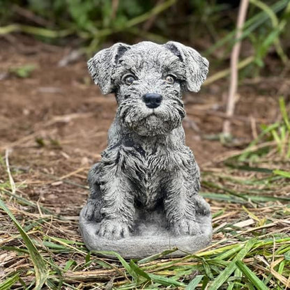 Puppy Schnauzer Statue Mini Schnauzer Gifts Stone Dog Statue Sitting Schnauzer Figurine Gift for a Dog Lover Concrete Garden Figure Outdoor
