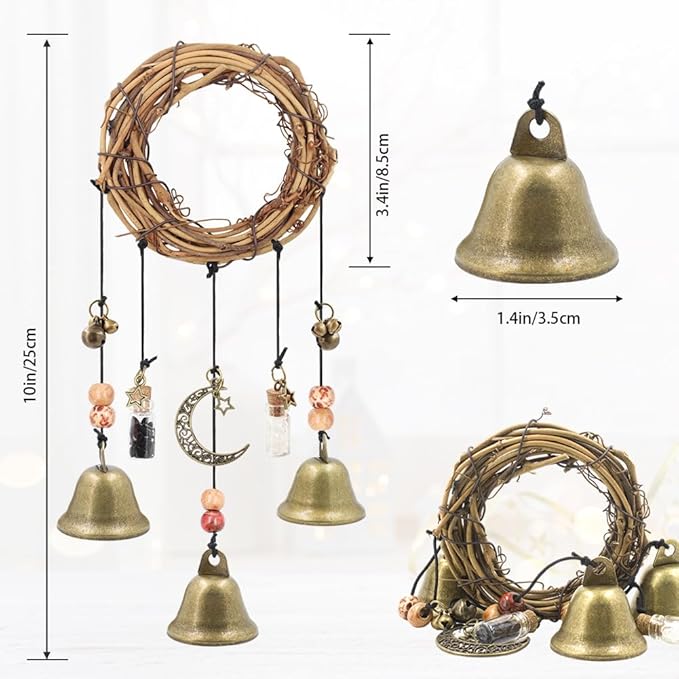 Witches Bells for Door for Protection, Handmade Witch Bells for Door Knob, Witch Wind Chimes for Home Blessing, Witchy Door Hanger Decoration