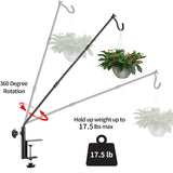 4 Pack Heavy Duty Fence Deck Hook 31 Inch for Bird Feeder-Extended-Adjustable-360 Degree Rotary-Solid Rod Plant Bracket Hanging Hooks for Planters, Suet Baskets, Lanterns, Wind Chime,Unassembled
