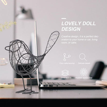 BESPORTBLE 1Pc 20x23cm Garden Figurines Creative Metal Iron Wire Bird Craft Garden Collectible Statue for Decoration Garden(Black)