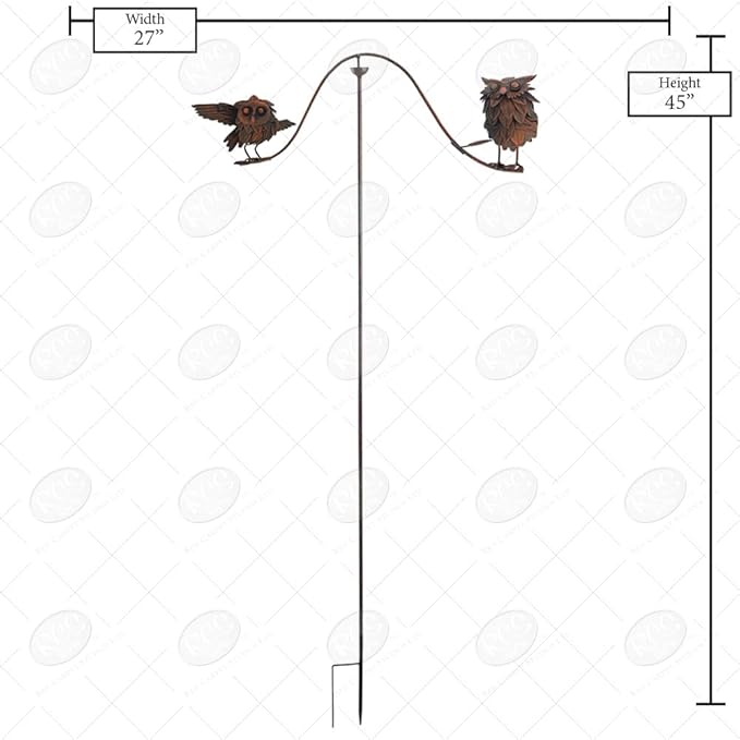 Red Carpet Studios Garden Stake Decorative Metal Balancing Buddies Yard Art, 45" Tall, Rustic Owls on a Branch