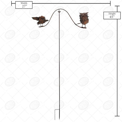Red Carpet Studios Garden Stake Decorative Metal Balancing Buddies Yard Art, 45" Tall, Rustic Owls on a Branch