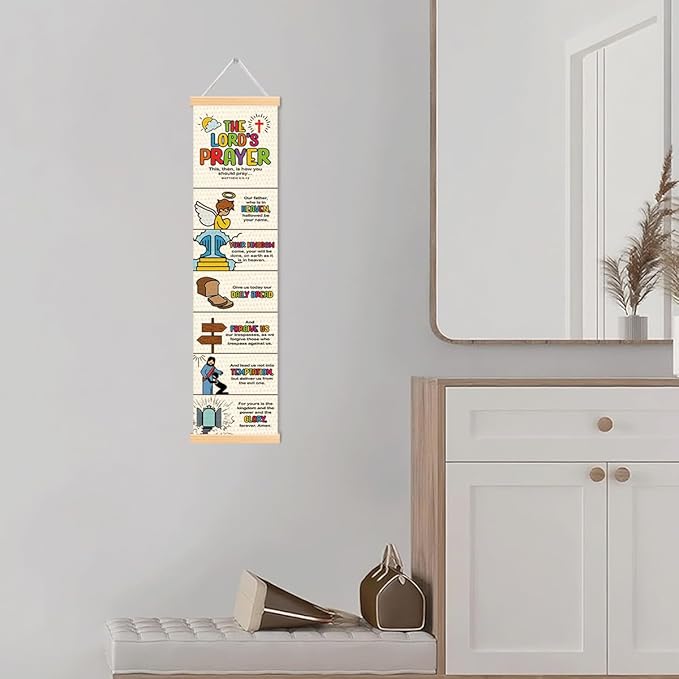 The Lord's Prayer Banner, Church Banner, Christian Rustic Hanging Door Flag, Farmhouse Decorations Outdoor Indoor, Church Activity Decor, Bible Lesson, Scripture and Words Decorations