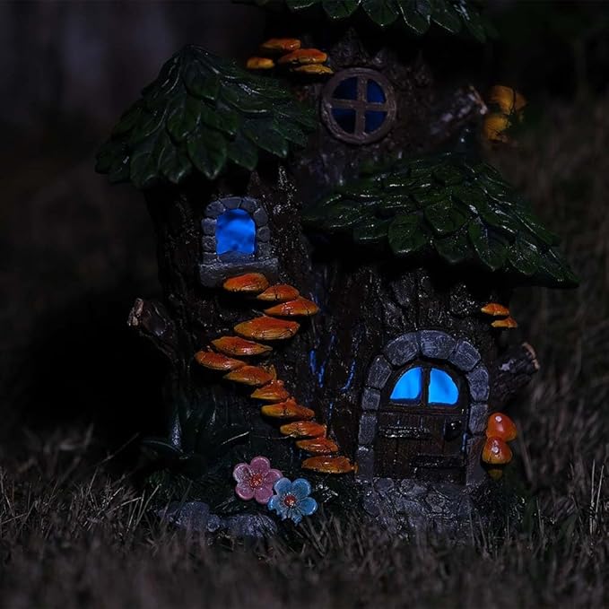 Zayton Garden Treehouse Outdoor Statues Yard Resin Decoration Gift Handmade Housewarming Gift for Patio Yard Lawn Waterproof Cracking