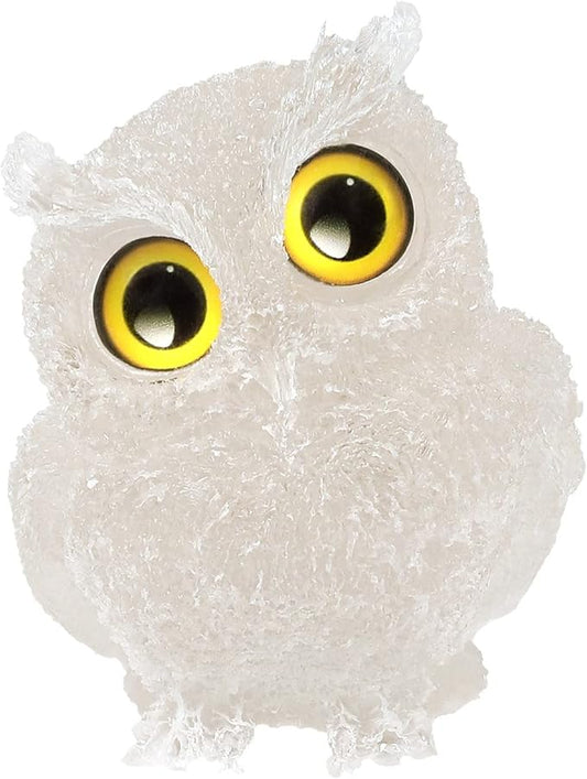 Nupuyai 3 inches Orgone Resin Crystal Chips Tumbled Stone Owl Statue, Mini Hand Carved Stone Crystal Animal Figurines for Tabletop Indoor Outdoor, Rock Quartz