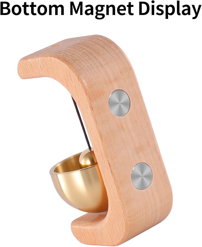 Beech Wood Shopkeepers Wooden Doorbell - Magnetic Wind Chime for Door Opening - Unique Office Ornament and Windchime Decoration for Business Entrance, Travel Trailer Fridge Sticker and Barn Door RV
