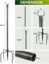 String Light Poles, 4 Pack 10ft Outdoor String Light Poles for Outside and Deck - Ideal for Patio, Garden, Yard, Front Porch Decorations, Frosted Silver