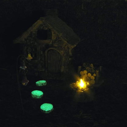 Treasure Gurus 3pc Miniature Glow Dark Log Slice Step Set Fairy Garden Landscape Accessory Outdoor Dollhouse Decor