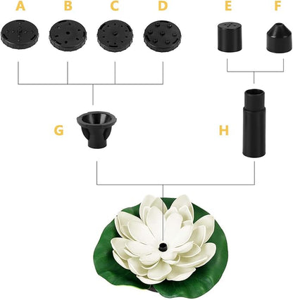 Solar Water Fountain for Bird Baths, Floating Solar Powered Water Fountain Pump for Birdbath, Garden, Pond, Pool, Outdoor Decor, Water Lily, Beige