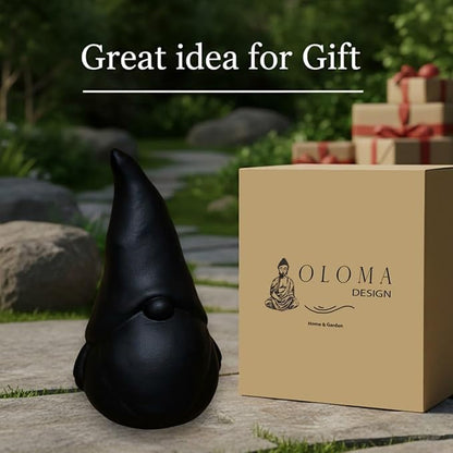 OLOMA Outdoor Garden Gnome Statue Heavy Stone Sculpture with Protective Resin Coating Weather Resistant Decorative Garden Accent for Yard Patio Lawn and Entryway
