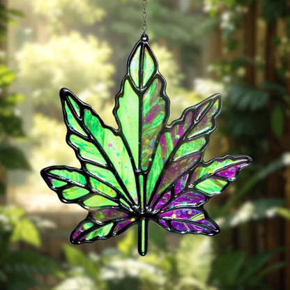 Leaf Handmade Resin Suncatchers, Artisan Boho Sun Catcher Stained Glass Effect Window Hanging Garden Decor, Gift for Mother's Day Mom Grandma Wife Women