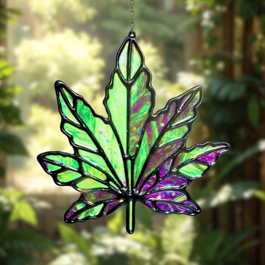 Leaf Handmade Resin Suncatchers, Artisan Boho Sun Catcher Stained Glass Effect Window Hanging Garden Decor, Gift for Mother's Day Mom Grandma Wife Women