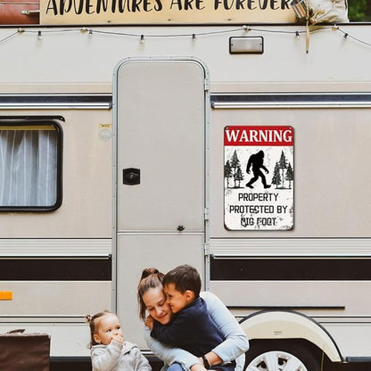BigFoot Gifts For Men Garage Sign Warning Property Protected By Big Of Foot Signs Man Cave Funny Warning Metal Signs