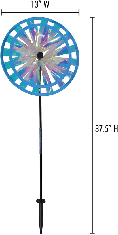 In the Breeze 13-Inch Double Iridescent Wheel Spinner, Outdoor Ground Décor, 2687