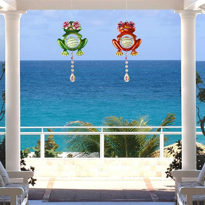 Garden Suncatcher, 2 Pack Hanging Frog Suncatchers with Rainbow Maker Crystal, Hand-Painted Metal Sun Catchers Indoor Window for Garden, Patio, Balcony, Indoor Window