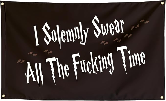 I Solemnly Swear All The Time Funny Meme Flags Cool Flags Banner 3x5 FT Room Guys Girls College Dorm Bedroom Frat Man Cave Wall Hangings Black