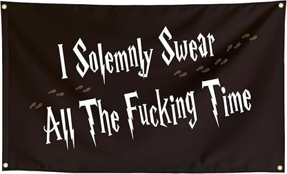 I Solemnly Swear All The Time Funny Meme Flags Cool Flags Banner 3x5 FT Room Guys Girls College Dorm Bedroom Frat Man Cave Wall Hangings Black