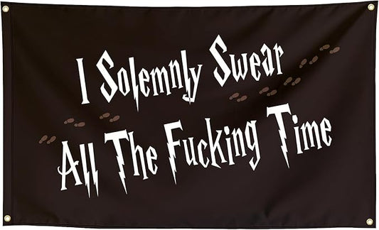 I Solemnly Swear All The Time Funny Meme Flags Cool Flags Banner 3x5 FT Room Guys Girls College Dorm Bedroom Frat Man Cave Wall Hangings Black