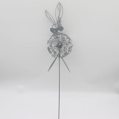 Fcteap Flower Fairy Dancing with Dandelion Garden Art Sculpture Stainless Steel Statue Christmas Halloween Decoration for Outdoor Yard Courtyard Lawn Patio Metal Ornaments (Hurdle)