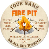 MeMate Personalized Name Signs - Customized Metal Signs for Backyard & Patio Decor, Marshmallow Toasting, Camping
