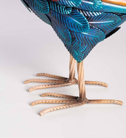 Wind & Weather Colorful Iron Rooster Garden Statue 14.5" W by 16" H by 6" D Rooster Statue for Garden, Patio, Porch, or Kitchen with Textured Feathers and Powder Coat Finish for Long-Lasting Color