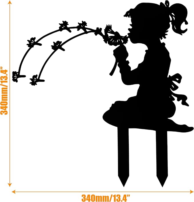 Girl Metal Dandelion Garden Stake – Dandelion Silhouette Sculpture Installation for Simple Balcony Decoration Scene, Outdoor Lawn Patio Yard Home Art Decor Figurines, Large Statues and Sculptures