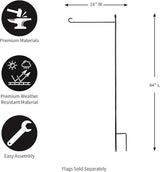Evergreen Flag Shipping Friendly Black Iron 4-Piece Garden Flag Stand - 16" W x 44" H
