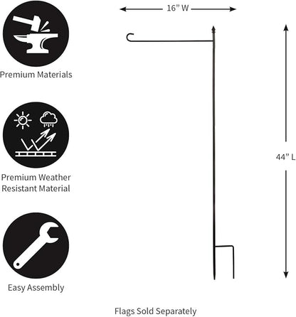 Evergreen Flag Shipping Friendly Black Iron 4-Piece Garden Flag Stand - 16" W x 44" H