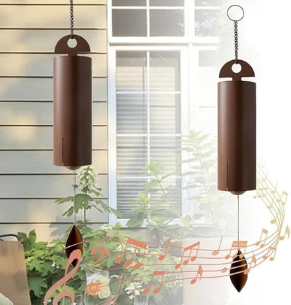 Outdoor Wind Chimes Heroic Windbell Antique Wind Bell, Deep Resonance Serenity Bell, Metal Cylinder Wind Chimes Windchime for Outdoor Garden, Patio, Porch Wind Bell, Deep Tone Sound (Brown)