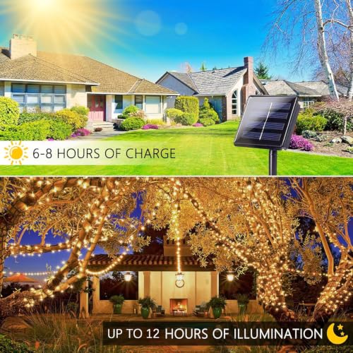 Solar String Lights Outdoor - 2 Pack 170FT Warm White