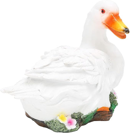 Agatige Garden Duck Ornament, Resin Duck Sculpture Statue Yard Patio Art Decor Sculptures Table Ornament for Outdoor Garden Yard (White Lying Duck)