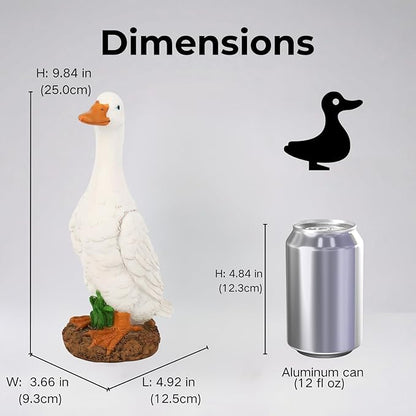 Porch Duck Statue Outdoor Decor,9.8''(H) Standing White Duck Garden Sculptures for Yard Lawn,Resin Animal Figurines Home Patio Art Decorations