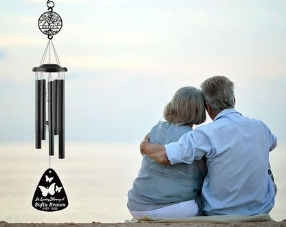 Personalized Butterfly Memorial Wind Chime, 37" Custom Butterfly Wind Chime, Personalized Bereavement Gifts for Loss Of Father, Remembrance Wind Chime,Personalized Sympathy Wind Chimes…