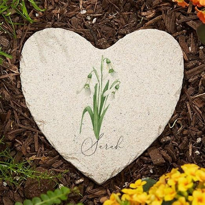 Personalization Universe Personalized Small Birth Month Flower Garden Stone, Name, and Date - Perfect Outdoor Decor for Garden or Walkway, Mother's Day, Grandma's Birthday, or Memorial – 5.75” x 5.75”