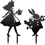 Alice Garden Decor Wonderland Metal Garden Stake, Alice Outdoor Yard Decor for Lawn and Garden, Fantasy Alice Garden Statue Accent, Whimsical Outdoor Decor Gift Unique Gifts for Women & Alice Lovers