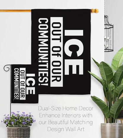 ICE Out of Our Communities Flag Hanger Kit Wall Hanging Decor Home Poster Porch Balcony Bandera para Mexican Gifts SF NY LA MAGA Abolish ICE Support Sign Protest Poster Californian Pride Decor