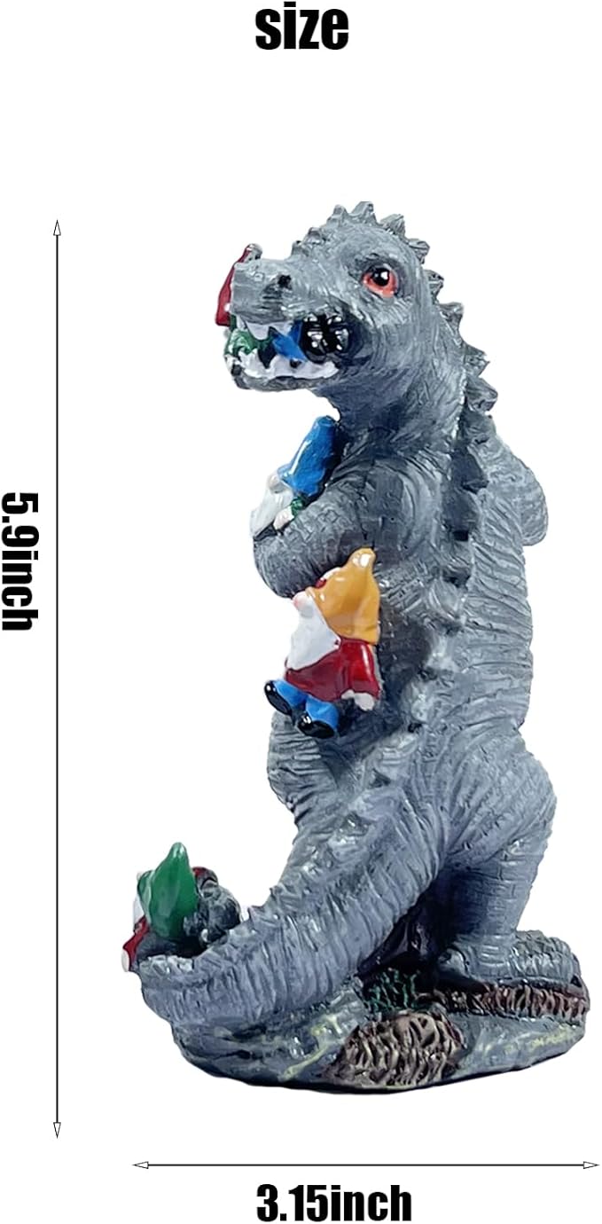 1pc Funny Gnome Creative Dinosaur Garden Statues Decoration 5.9 inch High Sculpture Christmas Decorations for Indoor Yard Patio Lawn Figurines Landscape Decor