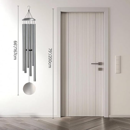 66" Wind Chimes for Outside Deep Tone - 6 Thicken Tubes Large Wind Chimes for Outdoor, Gifts for Valentines Day, Women, Mom, Grandma, Sympathy, Big Windchimes for Garden and Patio (Antique Silver)