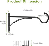 saffruff 11 Inch Heavy Duty Plant Hangers Outdoor, Metal Plant Brackets for Hanging Baskets, Plant Wall Hooks for Bird Feeders, Wind Chimes & Lanterns, Premium Metal Hooks Matte Black, 30lbs Capacity